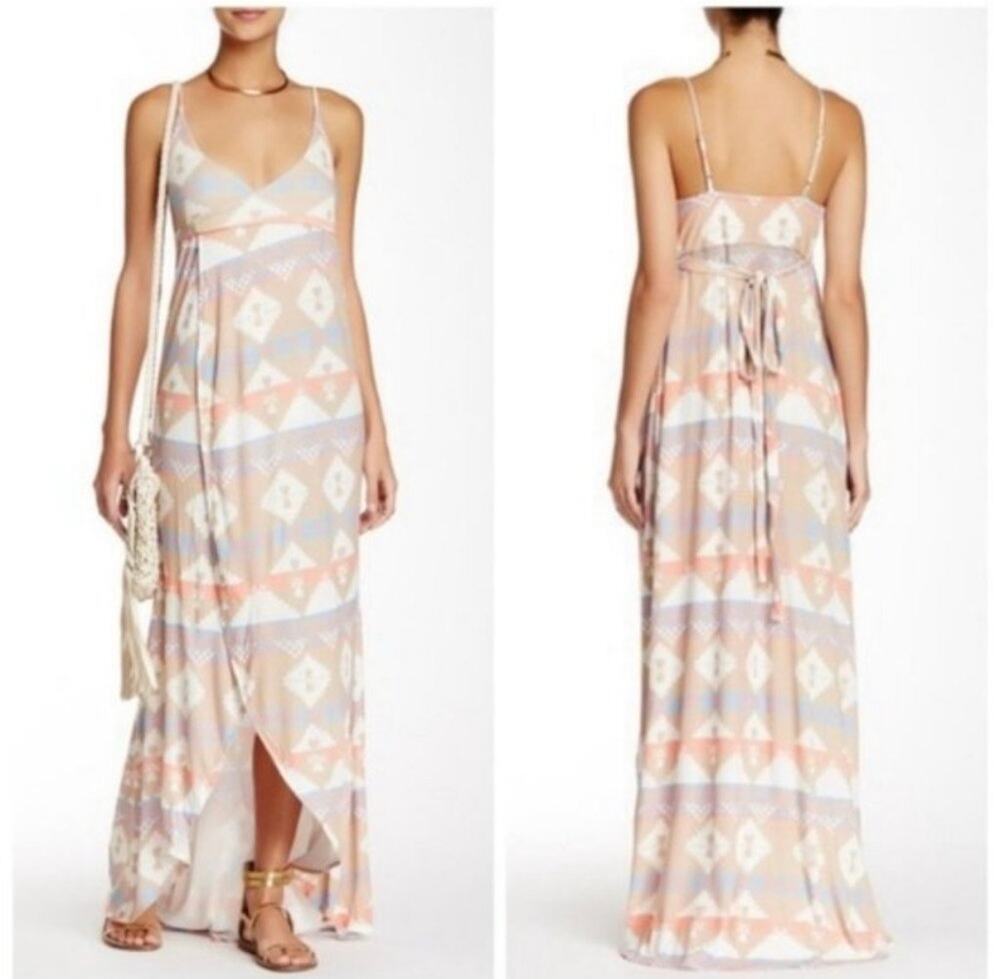 Wildfox Atlantic Aztec Print High Low Maxi Wrap Dress XS
